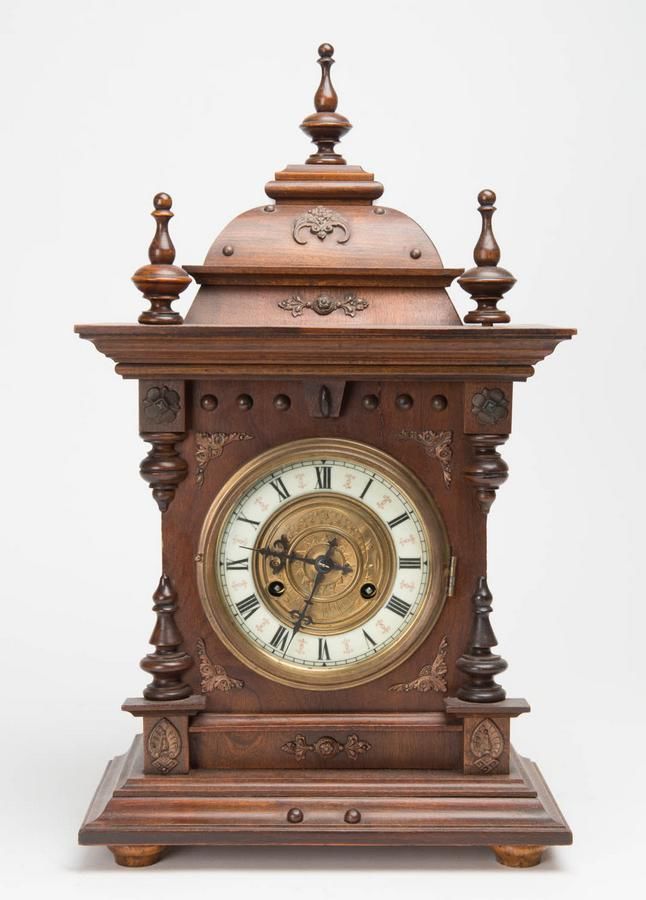 Late 19th Century German Walnut Mantle Clock 50cm Clocks Mantle
