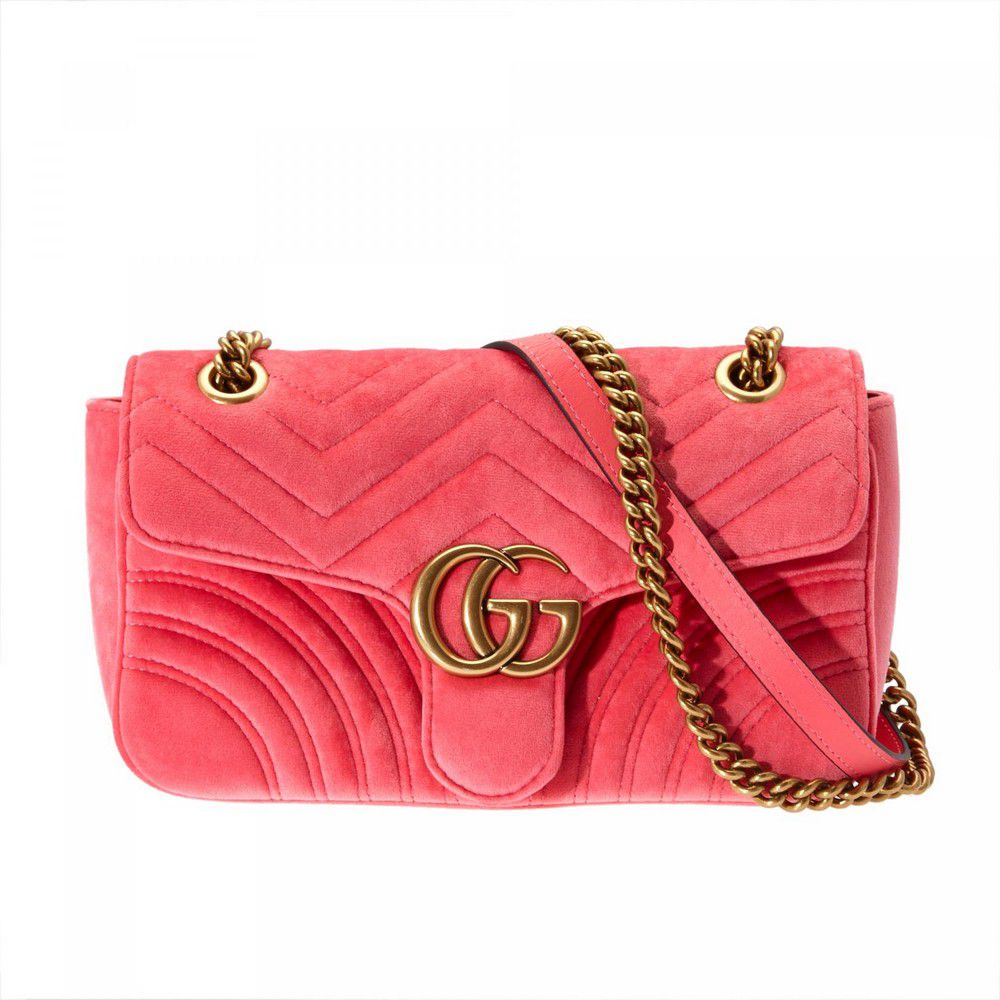Pink Velvet GG Marmont Shoulder Bag by Gucci - Handbags & Purses ...