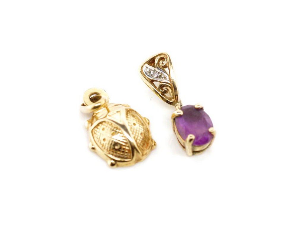 Amethyst & Diamond Claw/Bead Set Pendant in 9ct Yellow Gold