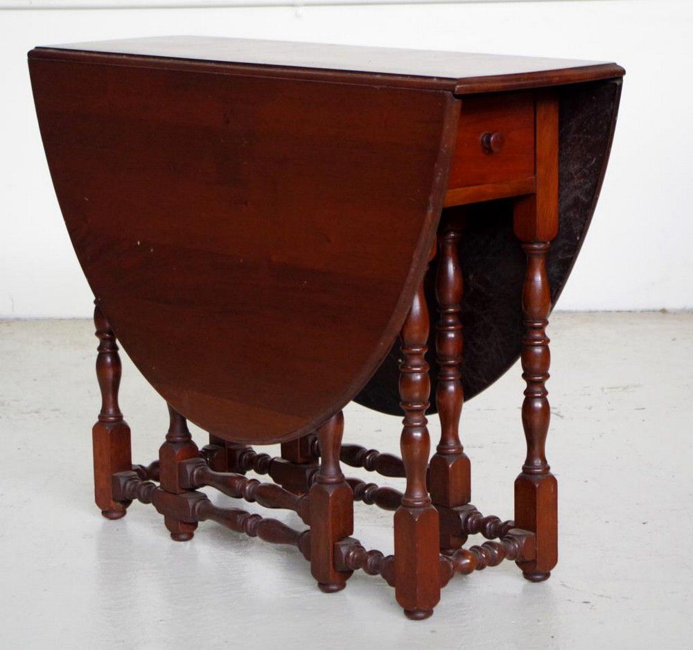 Vintage Drop Leaf Table with Drawer Tables Card, Games, Dropside