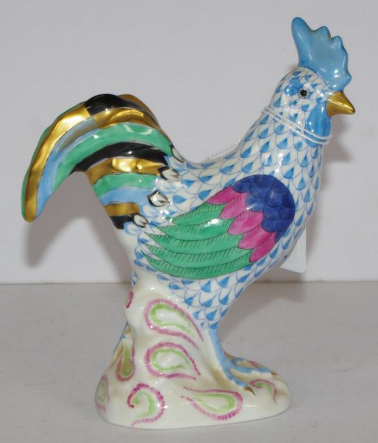 Herend Hand-Painted Cockerel Figure - 14cm - Zother - 20th Century ...