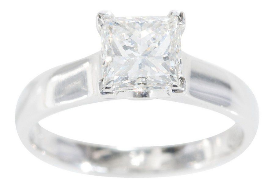 1. Princess Cut Solitaire Ring, 1.50ct, E/VS2, 18ct Gold - Rings ...