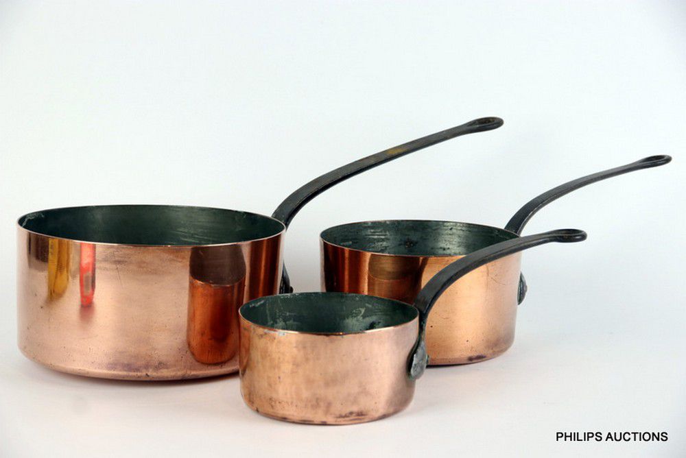 French Copper Pot Set with Steel Handles Copper Metalware