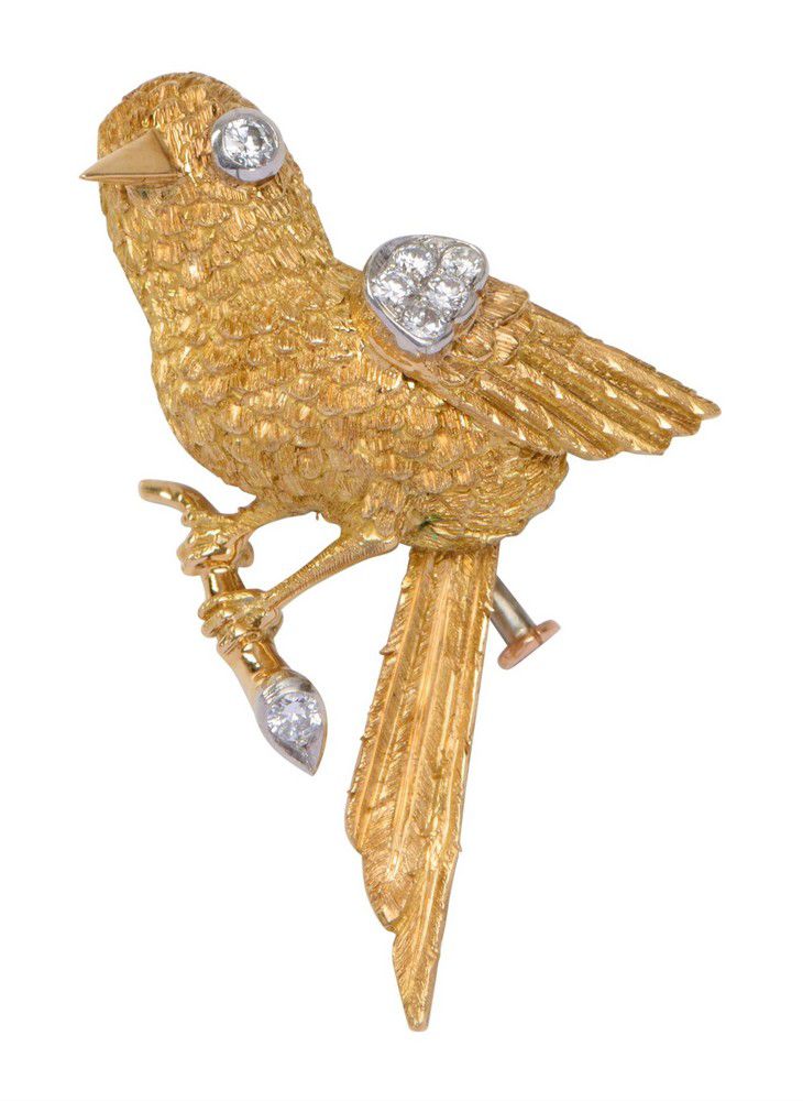 Two-Tone Diamond Bird Brooch - Brooches - Jewellery