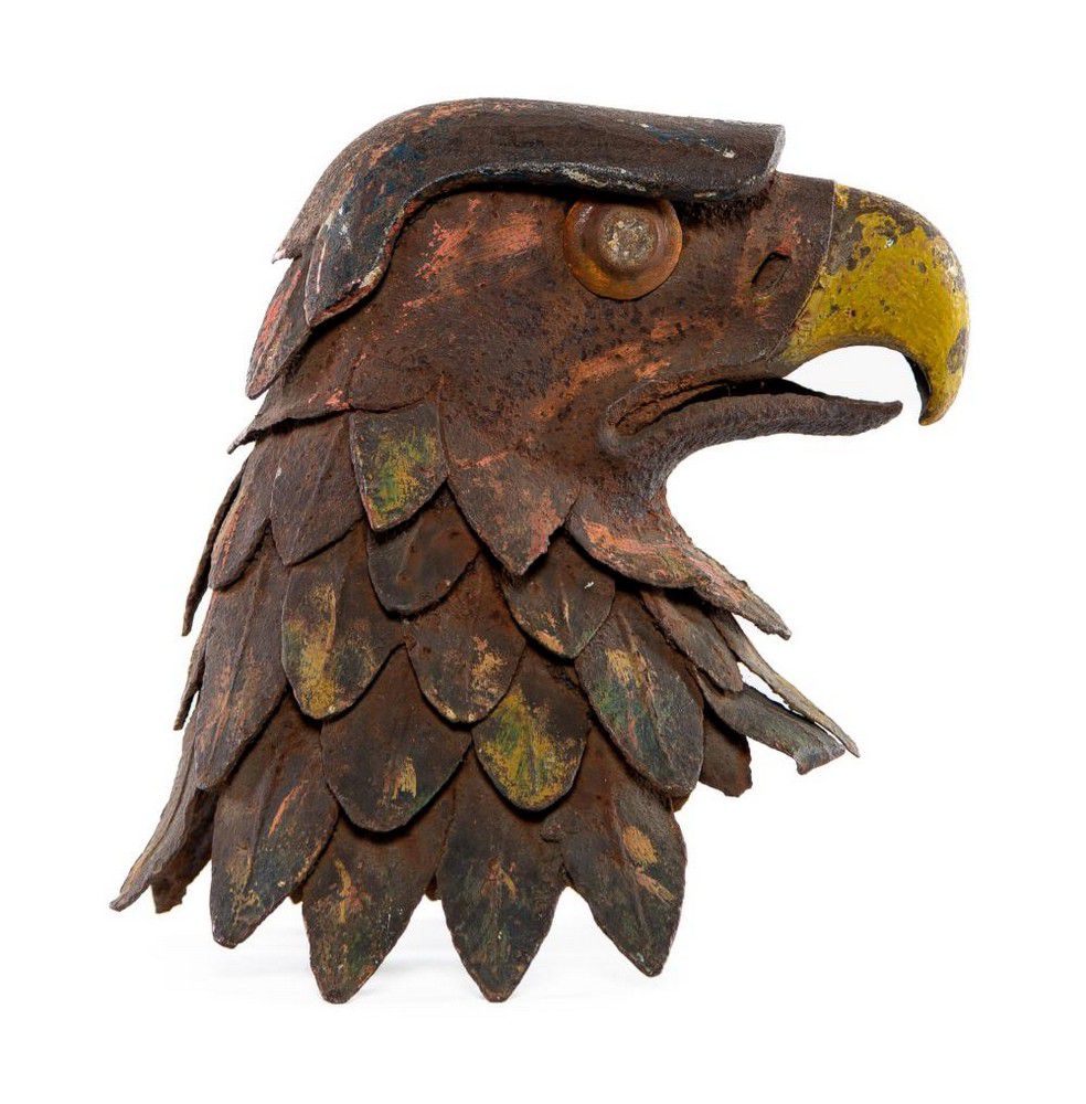 French Iron Eagle Head, 19th Century Cast Iron Metalware