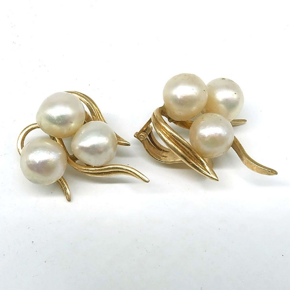 14ct Yellow Gold Cultured Pearl Clip On Earrings Earrings Jewellery