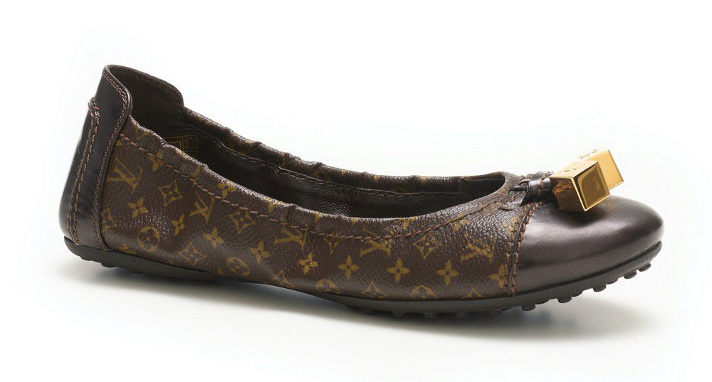 LV Monogram Ballerina Flats with Gold Detail (Size 37) - Footwear ...