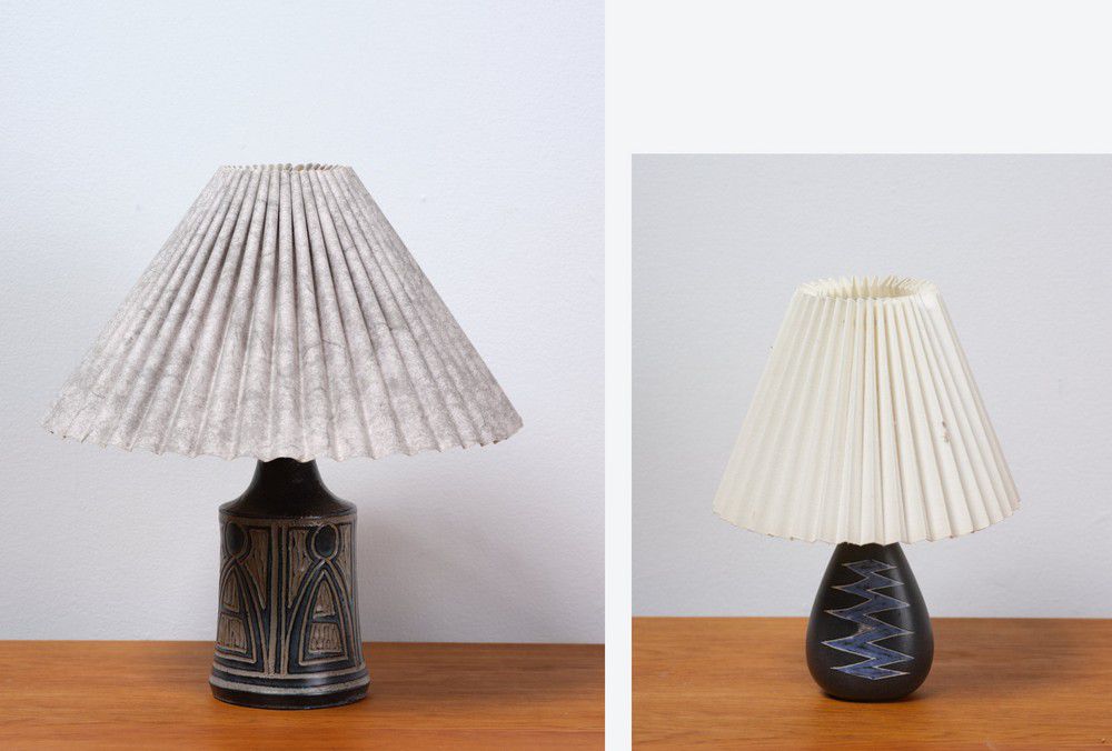 Vintage Scandinavian Stoneware Ceramic Table Lamps (Unsigned/Unknown ...