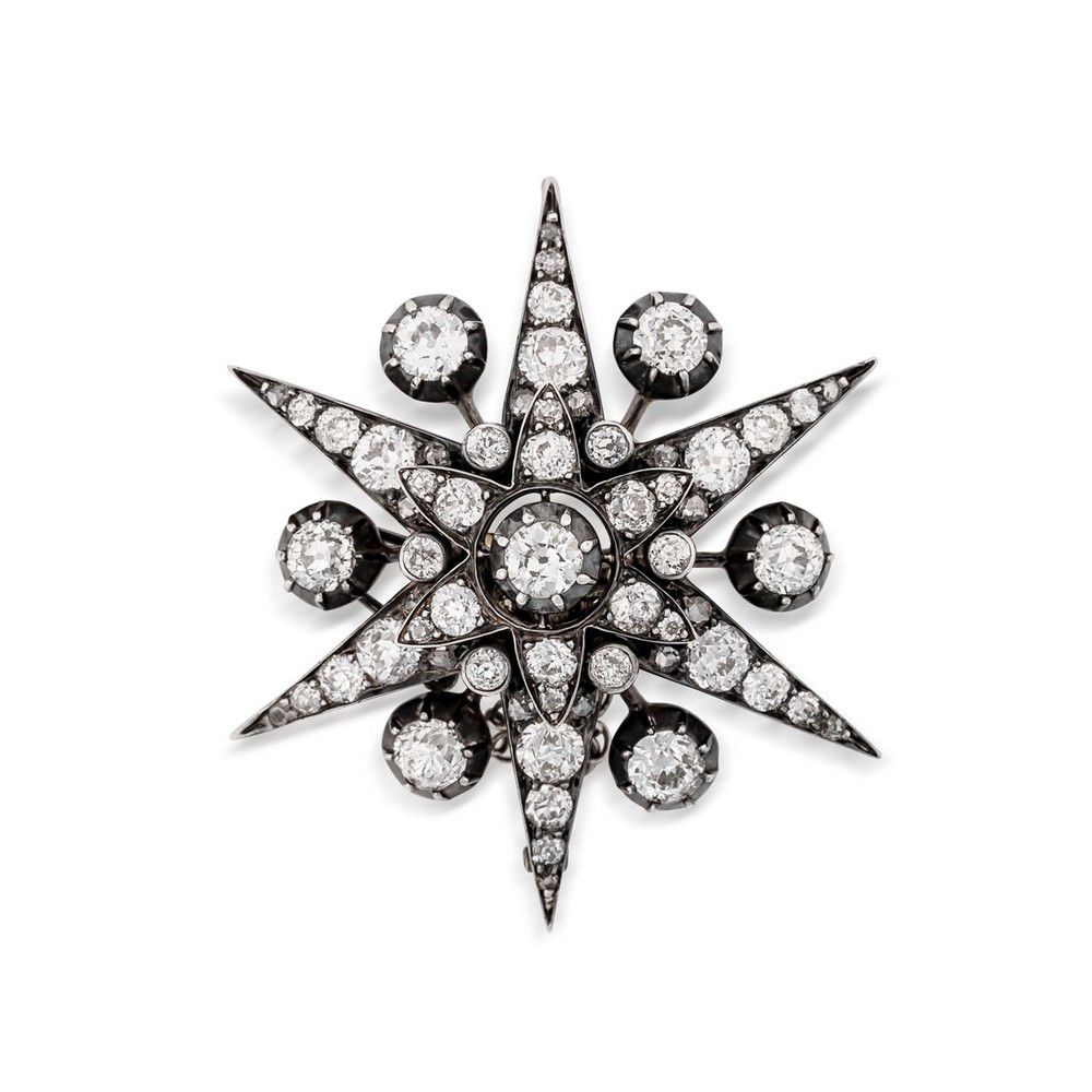 Diamond Starburst Brooch/Pendant - Brooches - Jewellery