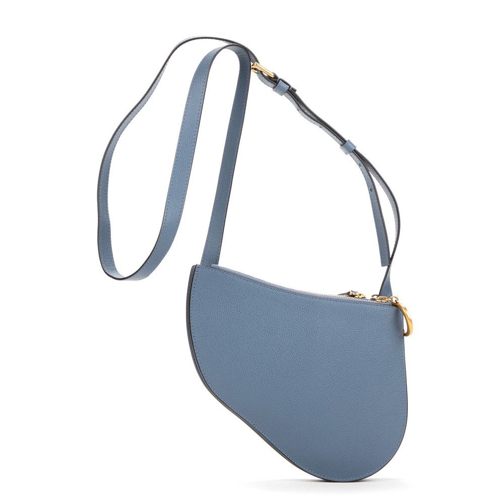 Blue Leather Christian Dior Saddle Bag with Gold Hardware - Handbags ...