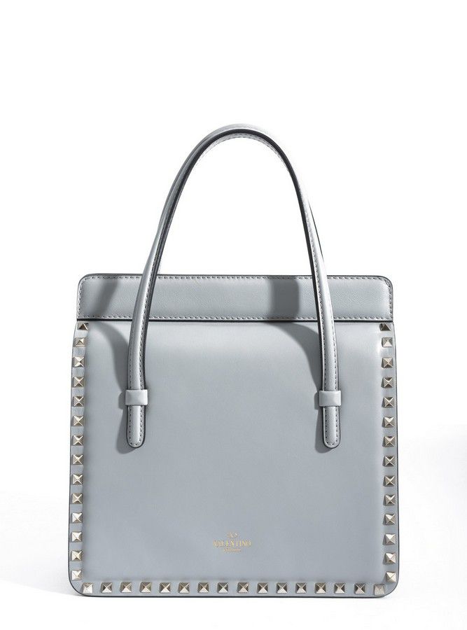 Valentino Rockstud Tote in Light Blue Leather - Handbags & Purses ...