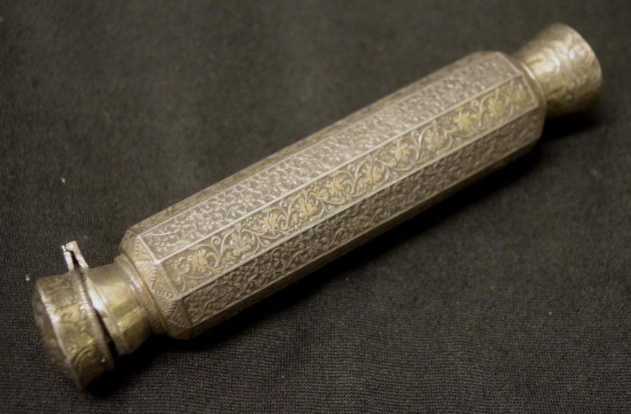 Indo-Persian Double Ended Silver Perfume Bottle - Zother - Oriental