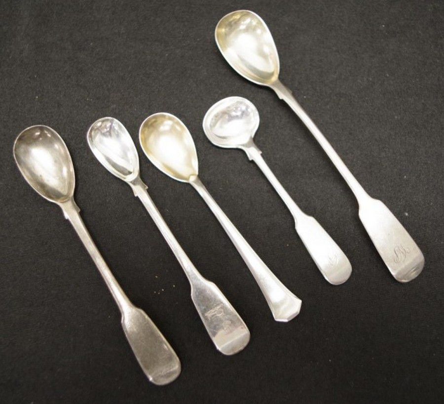 Georgian/Victorian Silver Condiment Spoons, 5 Pieces - Flatware/Cutlery ...