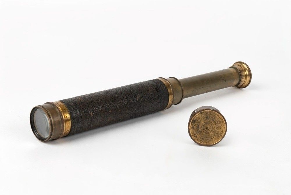 19th Century Antique Leather Bound Brass Pocket Telescope, 16.5-34 cm ...