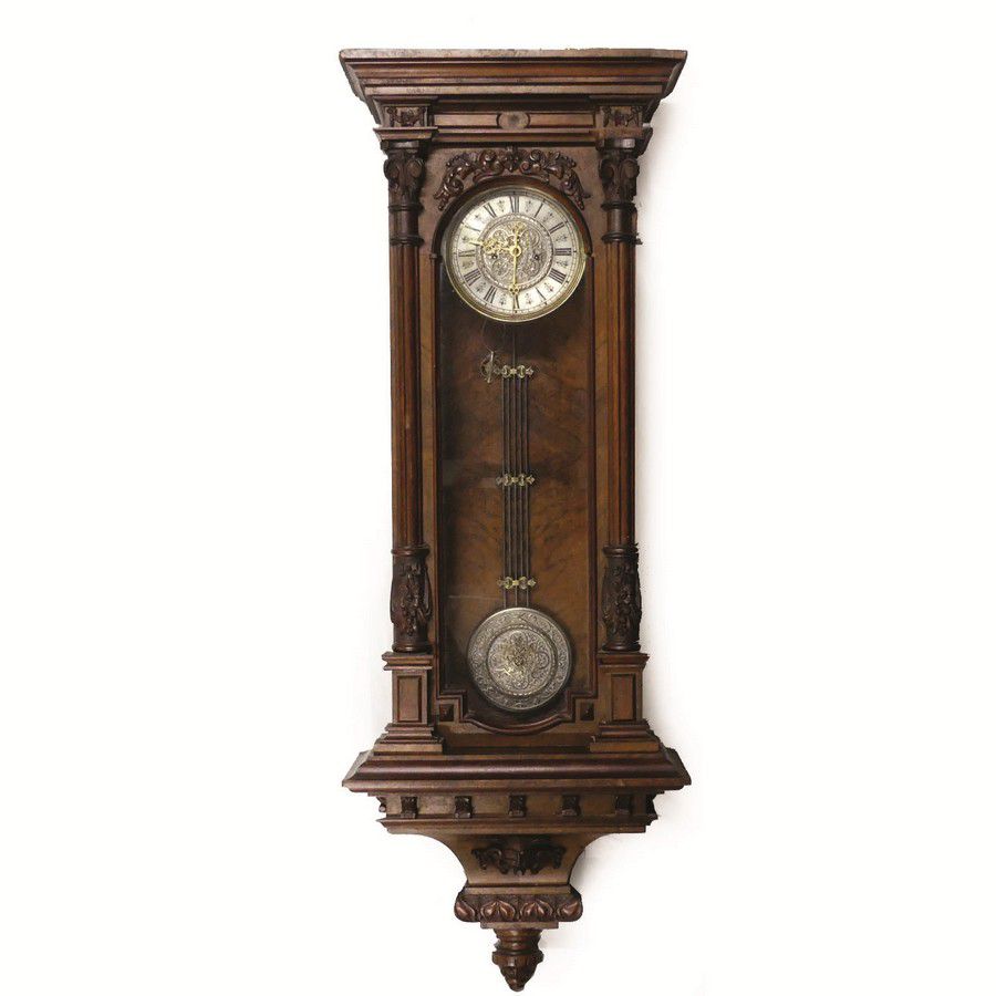 A 19th Century Walnut Cased Regulator Wall Clock Ornate Clocks