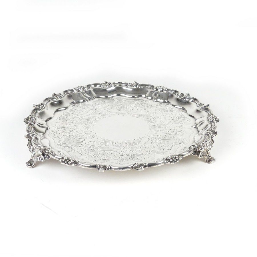 William IV Silver Salver with Piecrust Rim and Acanthus Feet - Trays ...