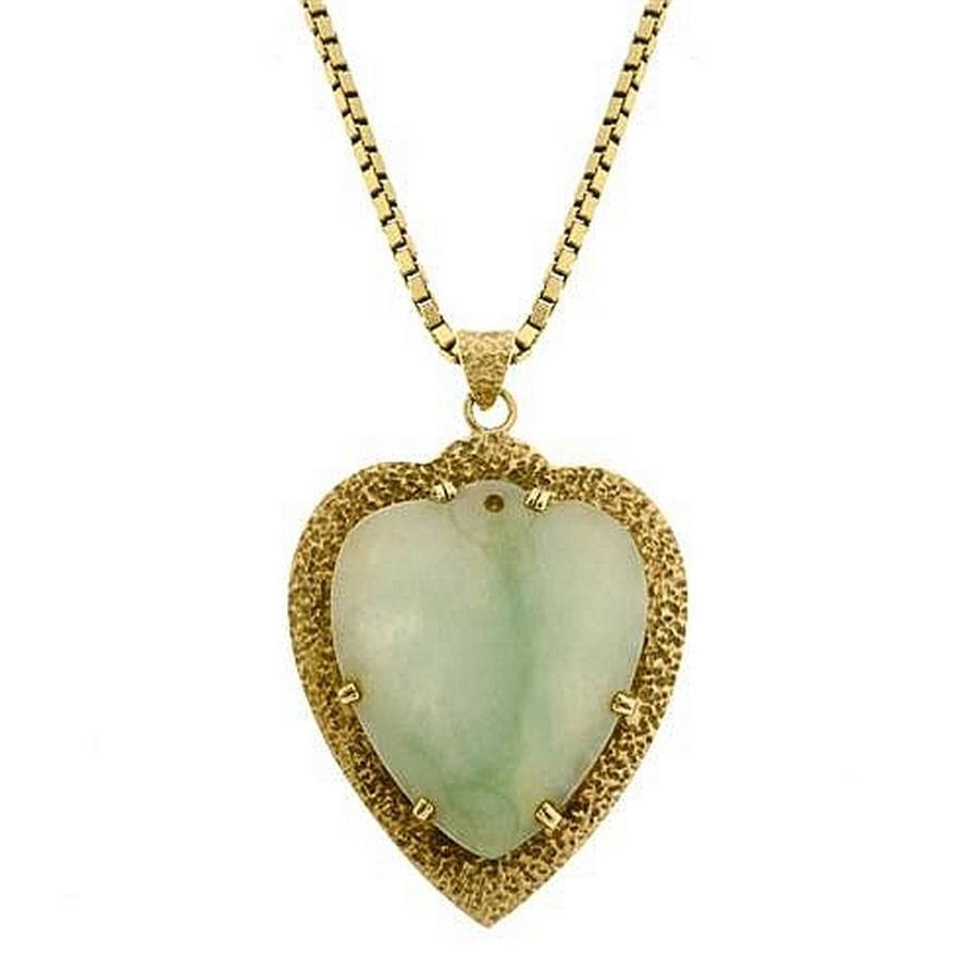 Heart-shaped Jade Pendant on Gold Chain - Necklace/Chain - Jewellery