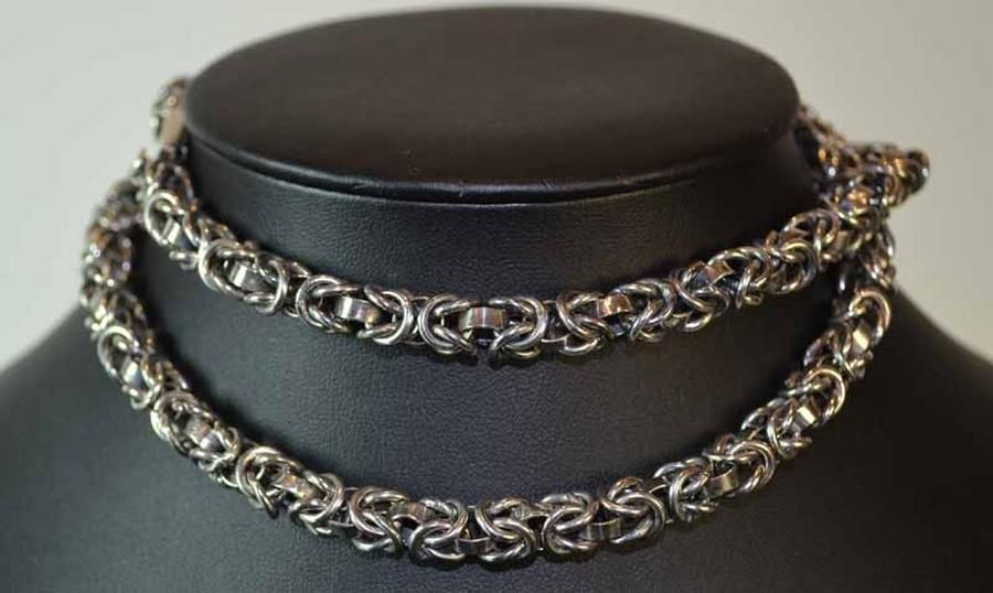1973 Mexican Silver Identity Necklace Choker Curb Chain 16 3/4