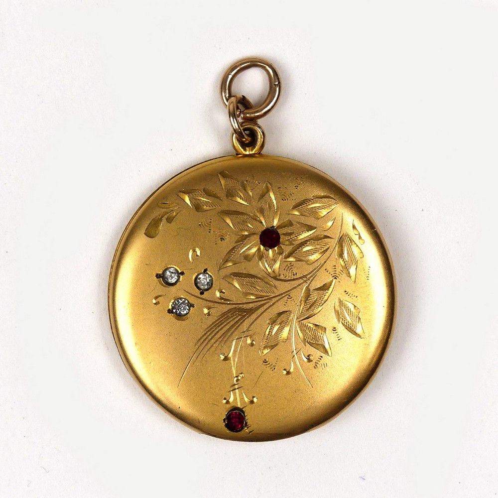 Gold Plated Floral Locket with Crystal Embellishments - Pendants ...