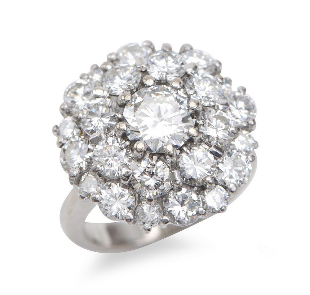 1.25ct Diamond Cluster Ring with 3.56ct Surrounding Diamonds - Rings ...