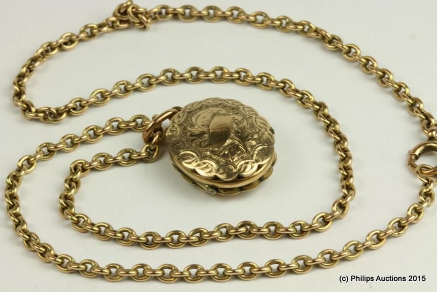 Victorian Foliate Gold Locket and Chain - Necklace/Chain - Jewellery