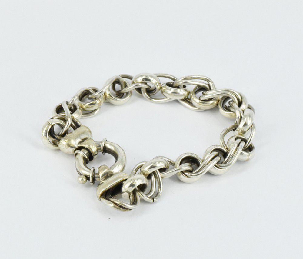 Interlocking Sterling Silver Bracelet - 29.9g - Bracelets/Bangles ...