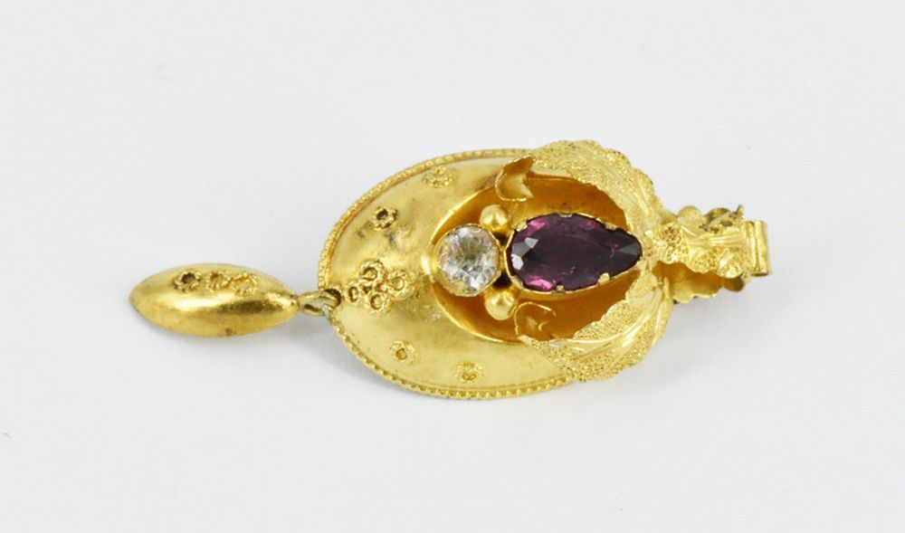 Antique Gold Brooch with Garnet and Spinel - Brooches - Jewellery