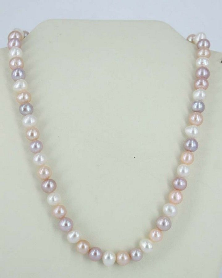 Silver Clasp Dyed Pearl Necklace - Necklace/Chain - Jewellery