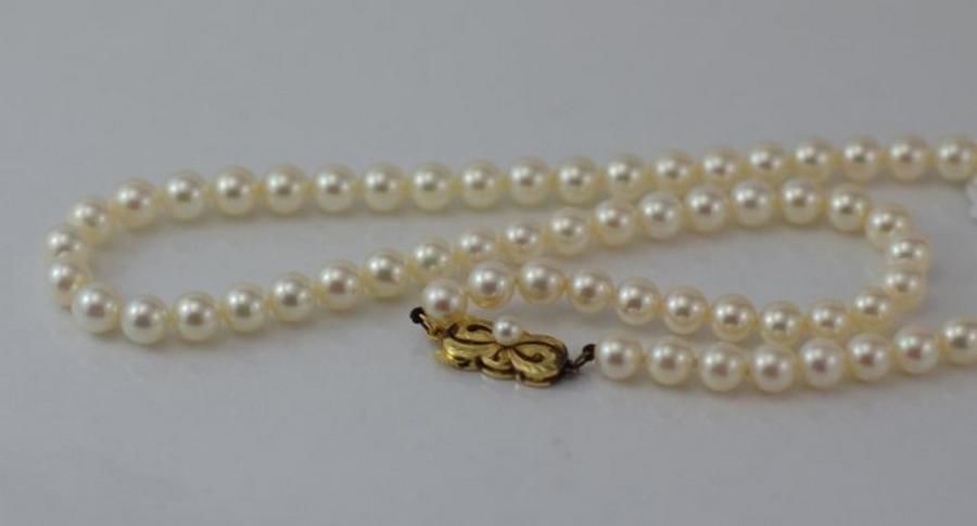 Mikimoto Pearl Necklace with 14ct Gold Clasp - Necklace/Chain - Jewellery