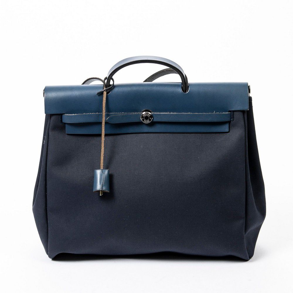 Navy Herbag GM Bag by Hermes with Silver Hardware - Handbags & Purses ...
