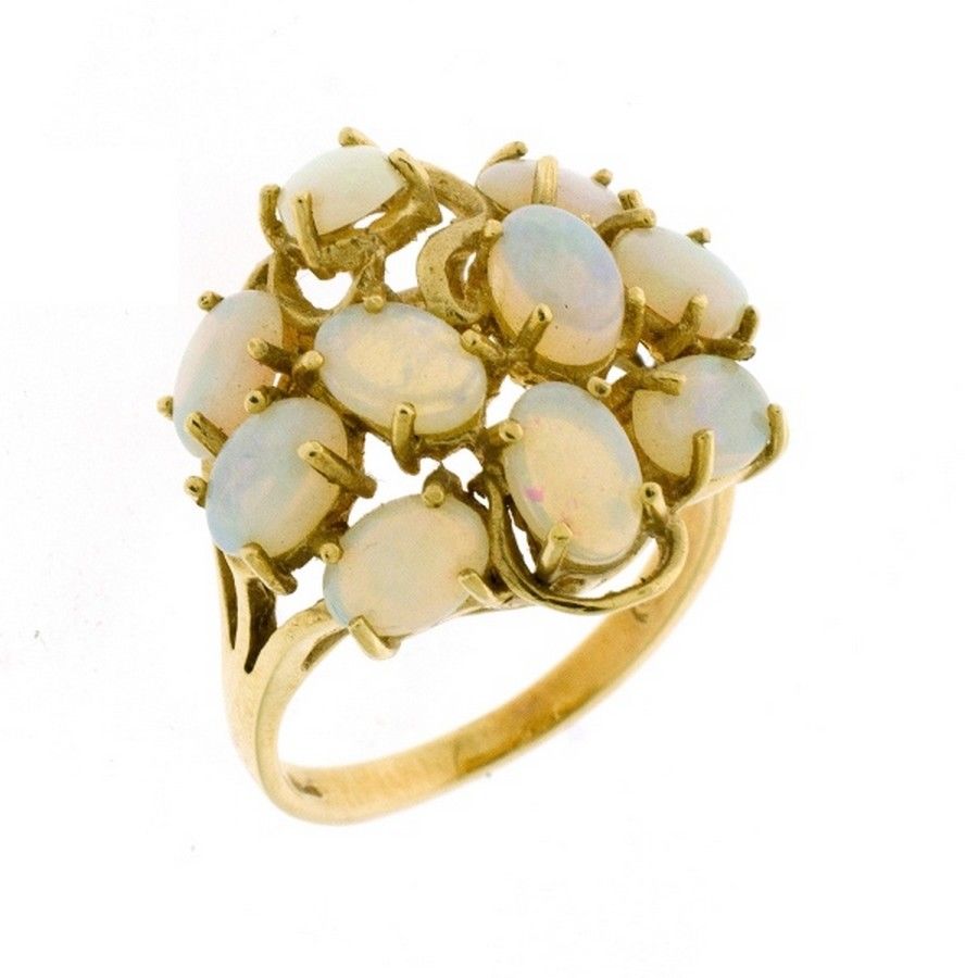 Oval Opal Circle: 9ct Gold Dress Ring - Rings - Jewellery