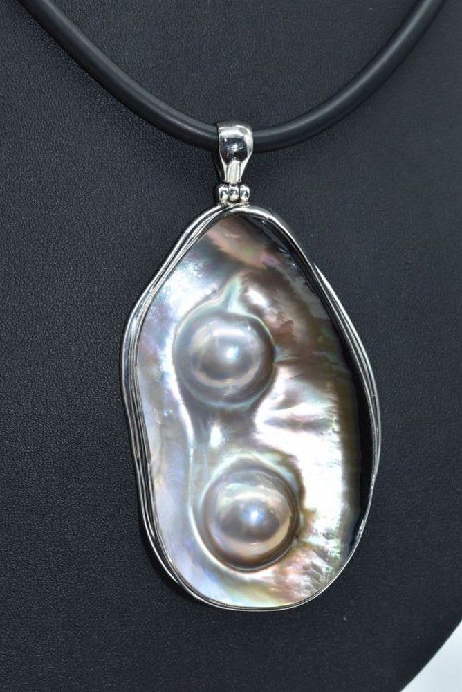 Blister Pearl Pendant on Leather Strap - Pendants/Lockets - Jewellery