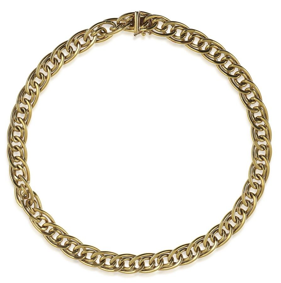 18ct Italian Gold Double Curb Link Chain 400mm Necklace Chain 