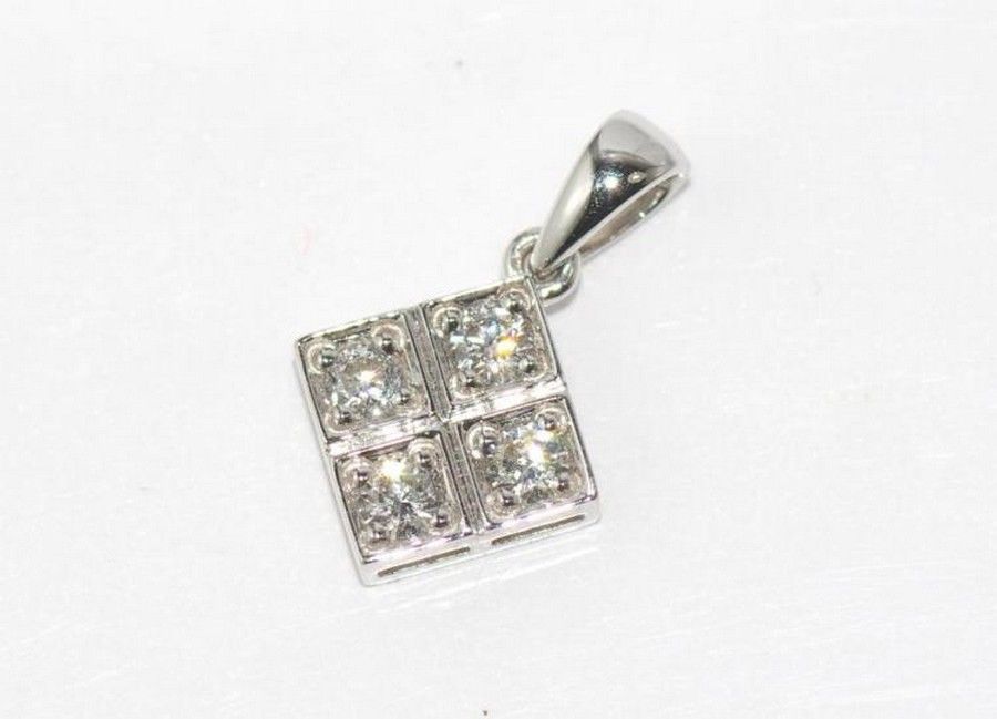 Square Diamond Pendant in 18ct White Gold - Pendants/Lockets - Jewellery