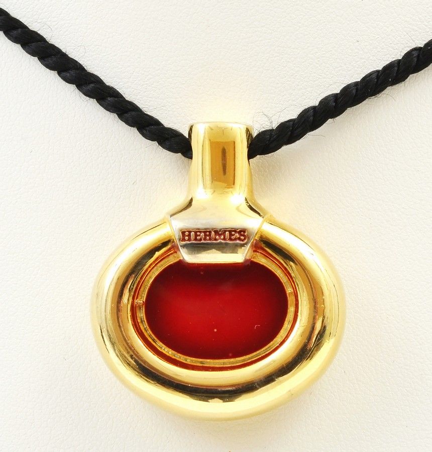 Hermes Perfume Bottle Pendant on Silk Cord - Pendants/Lockets