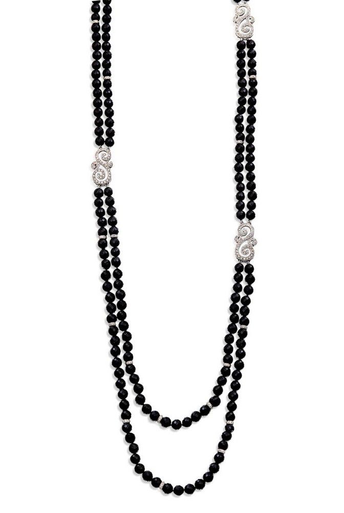 Double Strand Spinel and Diamond Necklace Necklace/Chain Jewellery