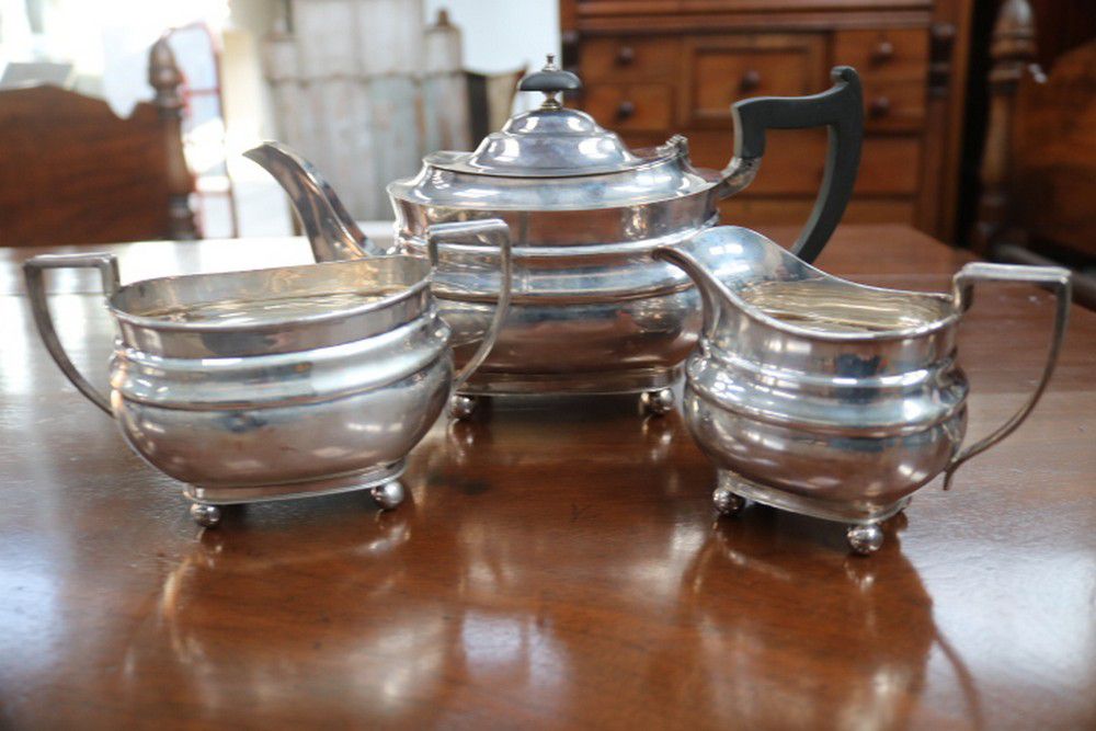 1940 Sheffield Sterling Silver Tea Set Tea & Coffee Services Silver