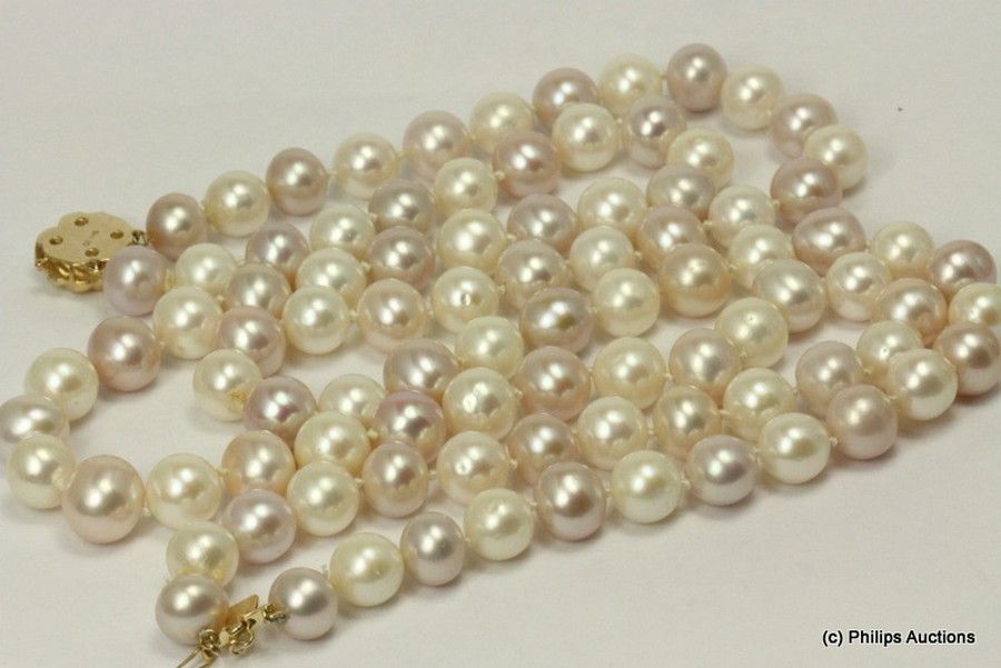 Double Strand Pearl Necklace with Diamond Clasp - Necklace/Chain ...