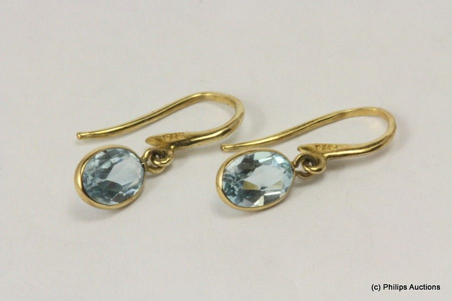 White Gold Pear Cut Topaz Aquamarine Earrings | Ruby & Oscar