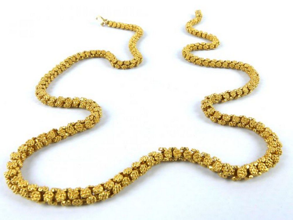 Floral Patterned 22ct Gold Chain - 50cm Length - Necklace/Chain - Jewellery