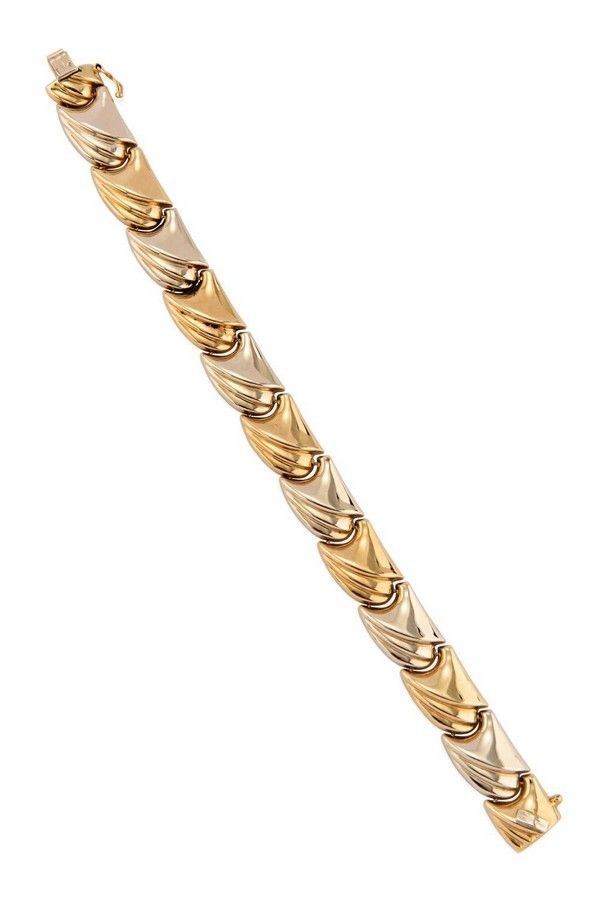 18ct Two-Tone Gold Bracelet, 26.65g, 19cm Length - Bracelets/Bangles ...