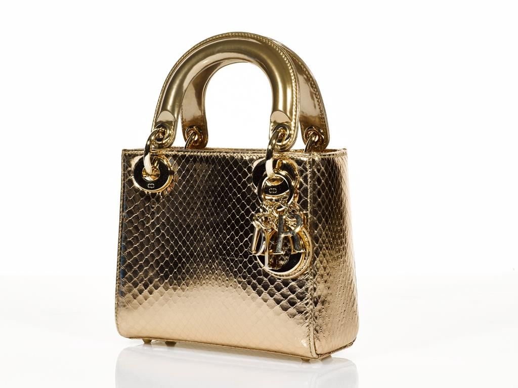 Christian Dior Mini Lady Dior 17cm Bag Python Skin Silver Hardware