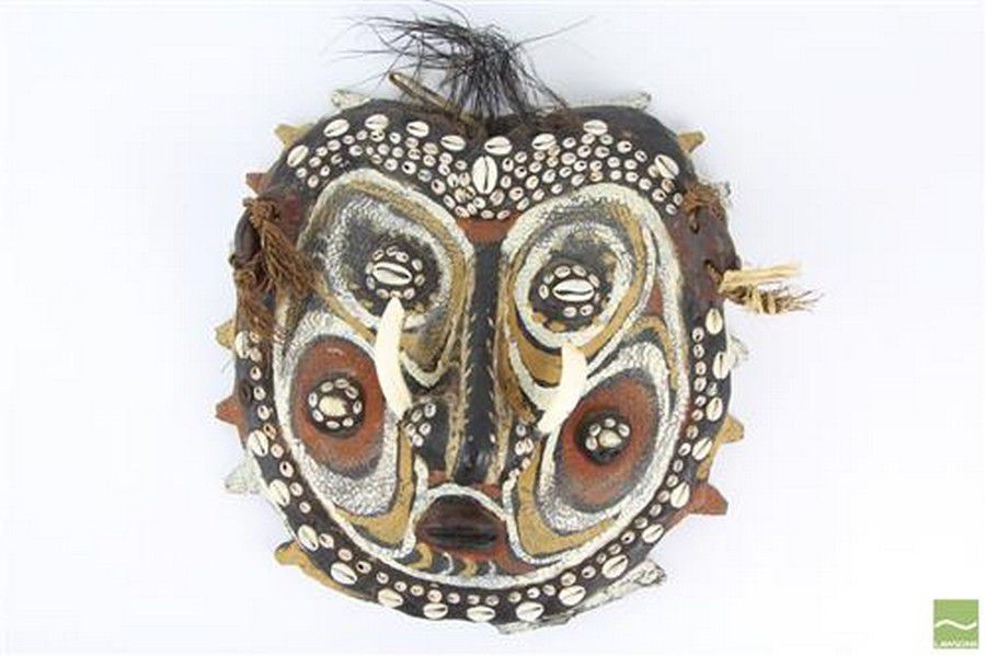 Sepik River Bone Mask with Natural Materials and Inlays - New Guinean ...