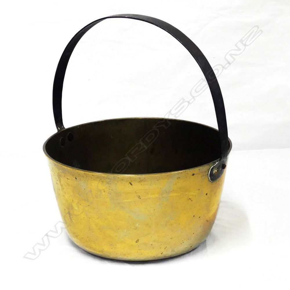 Victorian Brass Jam Pan with Iron Handle Copper Metalware