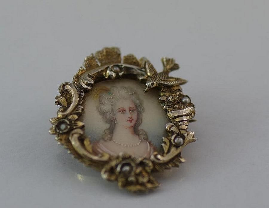 French Miniature Portrait Brooch - Brooches - Jewellery