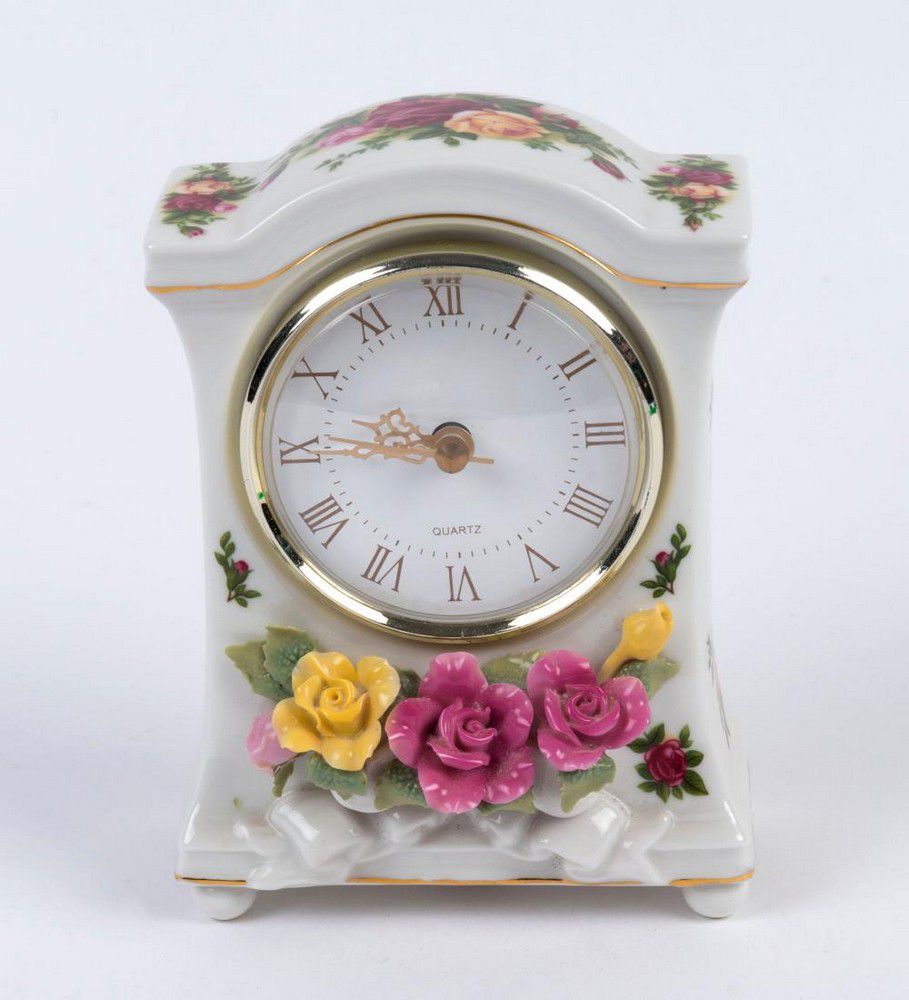 Royal Albert porcelain table clock, late 20th century - Royal Albert ...