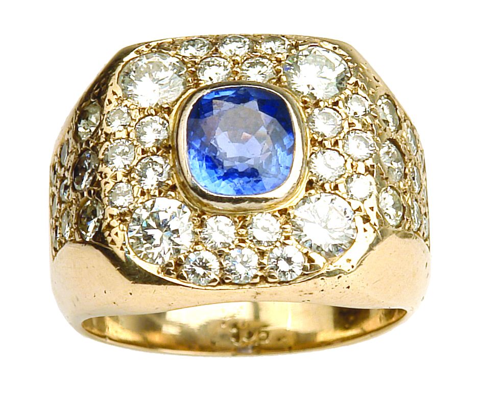 9ct. Gold Sapphire & Diamond Dress Ring - Rings - Jewellery