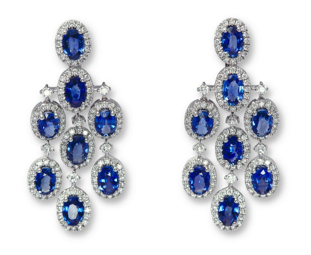 Sapphire and Diamond Chandelier Earrings - Earrings - Jewellery
