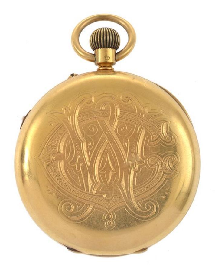English 18ct Gold Pocket Watch with Monogram and Roman Numerals ...