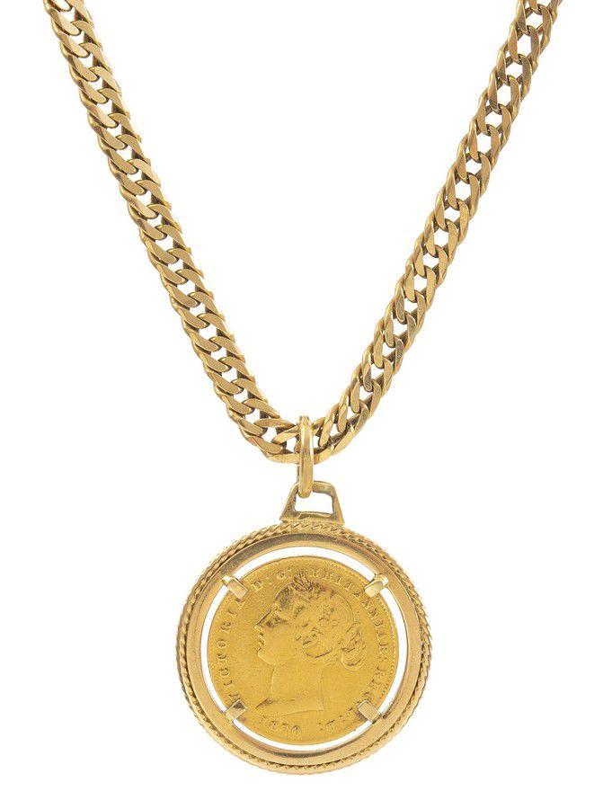 Vintage 18k Gold Diamond Italian Sovereign Coin Pendant Chain Necklace –  antiques-art-design